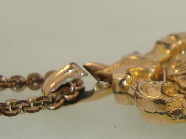 Vintage Edwardian Rose Gold Filled Spinner Pendant Fob with Amethyst Cabochon