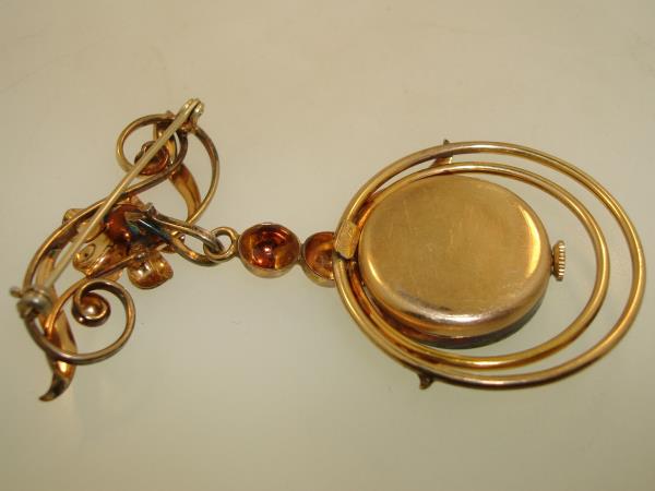 Vintage 1940s Tri-Color Gold Filled Watch Pin, Croton Movement