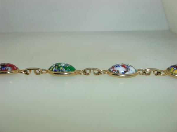 Vintage 1960s Gold Filled Confetti Glass Bracelet - Colorful Statement Piece
