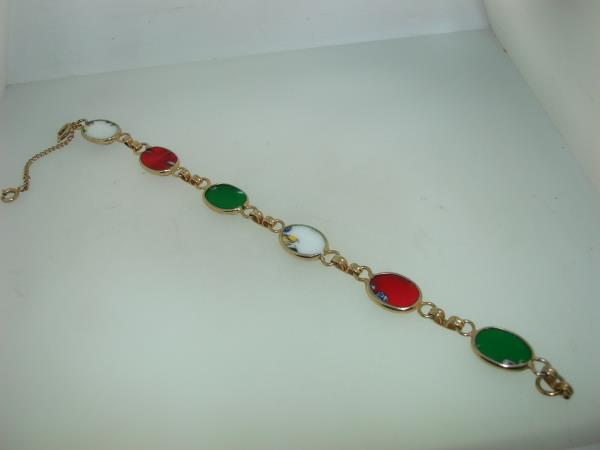 Vintage 1960s Gold Filled Confetti Glass Bracelet - Colorful Statement Piece