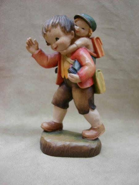 Vintage Anri Italy Hand-Carved Wooden Figure -'He's My Brother' J Ferrandiz (6in)
