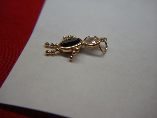 14K Yellow Gold January Boy Charm - Moving Arms & Legs - Simulated Topaz & Garnet