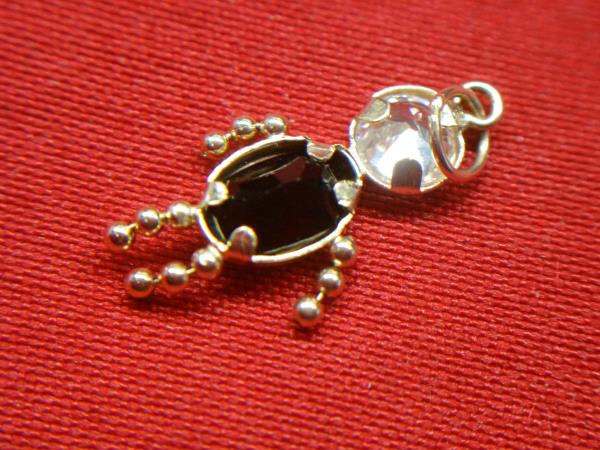 14K Yellow Gold January Boy Charm - Moving Arms & Legs - Simulated Topaz & Garnet