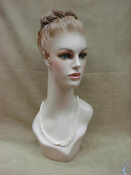 Creamy White Freshwater Pearl Necklace 4 Strand Gold Cone Ends 20
