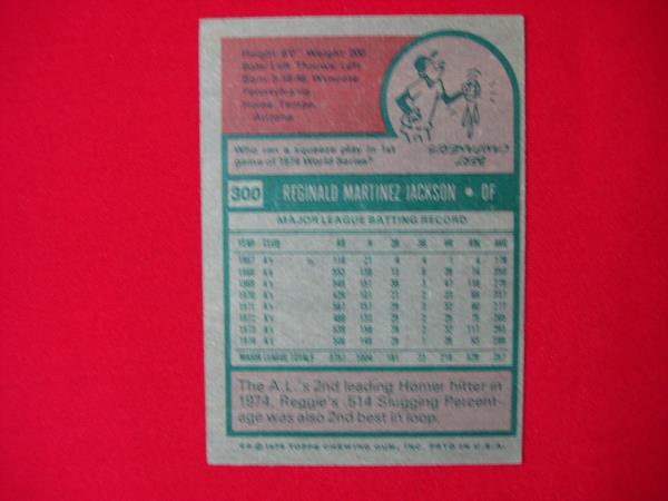 1975 Topps Reggie Jackson Oakland Athletics Baseball Card #300 (Vintage Charm)