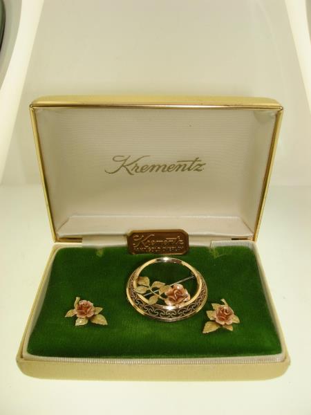 Vintage Krements Tri-Color Gold Plated Jewelry Set - N.O.S. with Original Box & Pamphlet