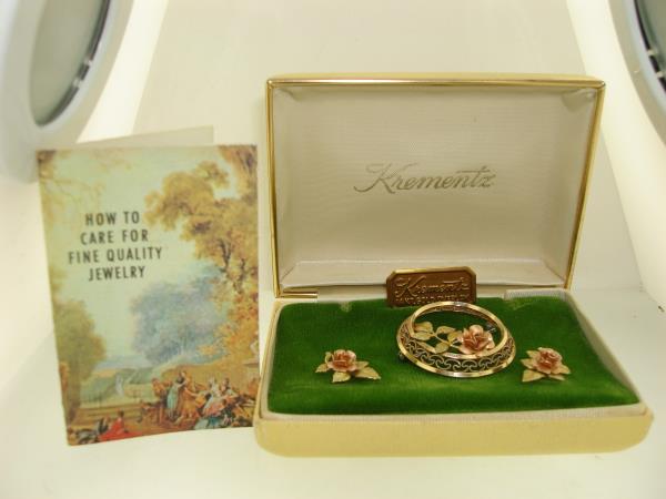 Vintage Krements Tri-Color Gold Plated Jewelry Set - N.O.S. with Original Box & Pamphlet