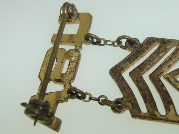 Vintage WWII First Sergeant Sterling Silver Pin with Gold Vermeil Stripes