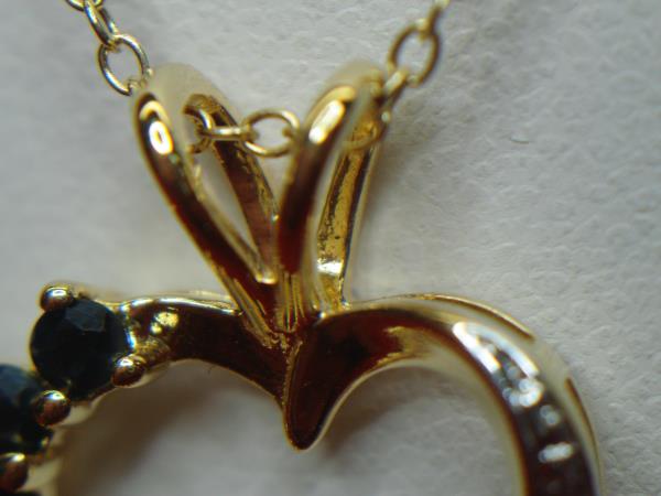Sterling Silver Sapphire & Diamond Heart Pendant Necklace - Pre-Owned, Elegant Gift