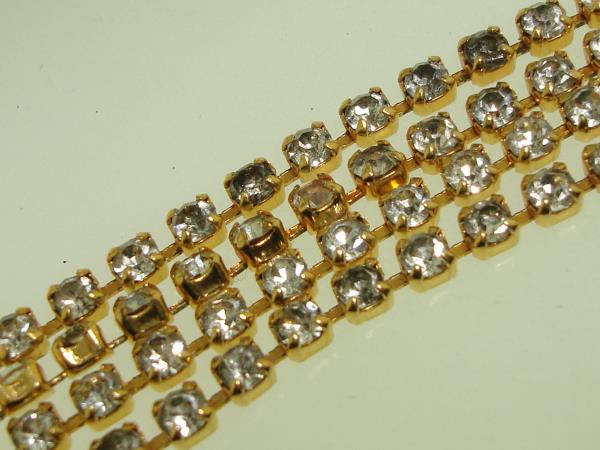 Vintage 1980s Rhinestone Necklace - Sparkling Gold Tone Chain (48 Inches)