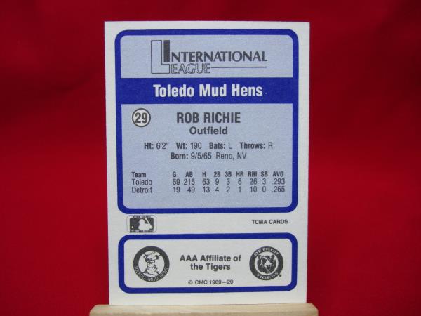 1989 Rob Ritchie Toledo Mud Hens TCMA/CMC Future Stars Baseball Card Collection (100+ Cards)