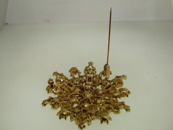 Vintage 1960s Foiled Rhinestone Brooch - Rich Fall Colors & Clear Stones