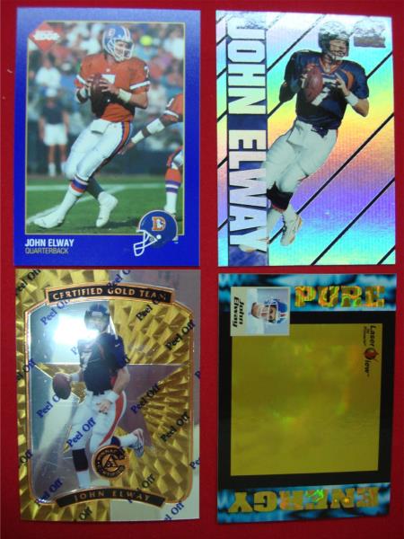 John Elway Denver Broncos Football Card Set (4 Cards) - Great Condition