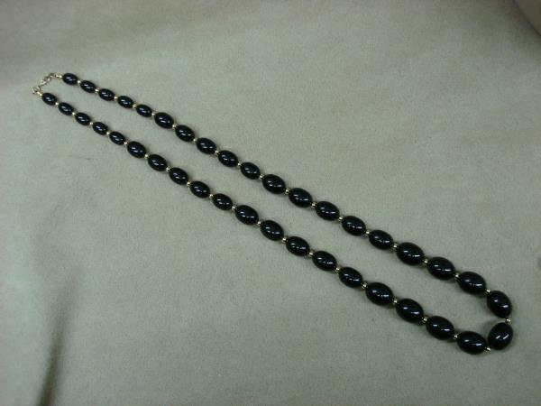 Vintage Monet Black & Gold Bead Necklace (1960s-70s) | 28 Inch Statement Piece