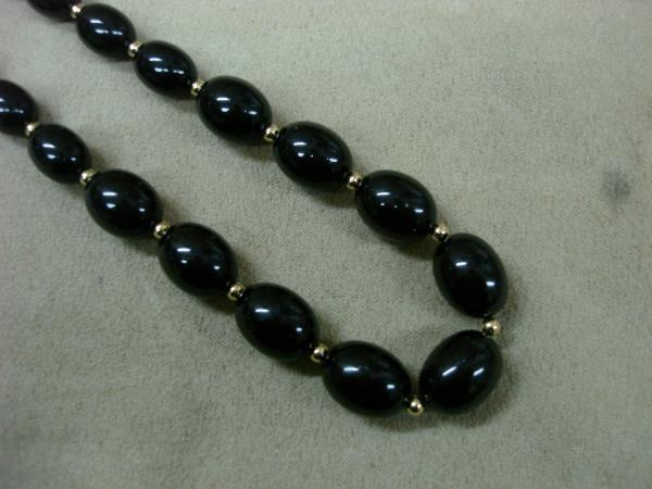 Vintage Monet Black & Gold Bead Necklace (1960s-70s) | 28 Inch Statement Piece