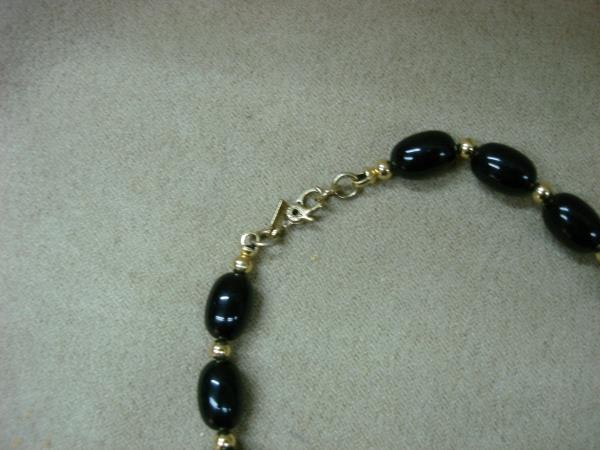 Vintage Monet Black & Gold Bead Necklace (1960s-70s) | 28 Inch Statement Piece
