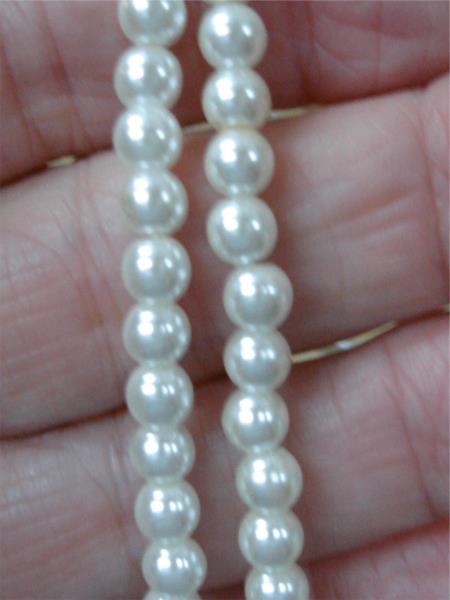 Vintage Creamy White Faux Pearl Earrings with Appliques & Bugle Beads