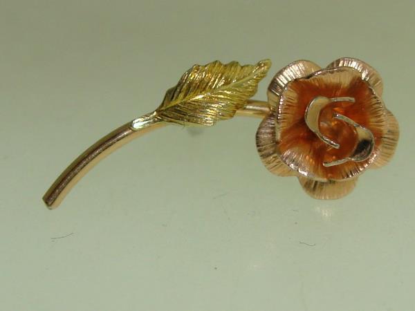 Vintage Krementz Tri-Color Gold Filled Rose Stick Pin - 3/4