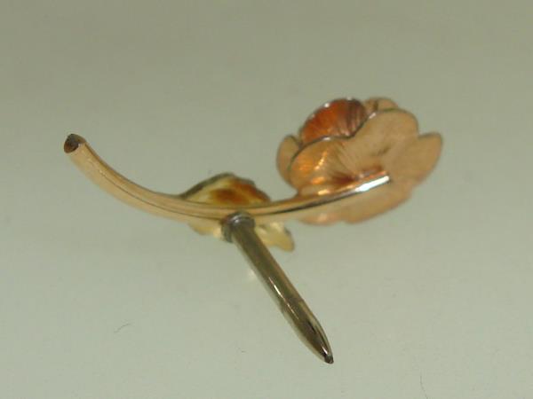 Vintage Krementz Tri-Color Gold Filled Rose Stick Pin - 3/4
