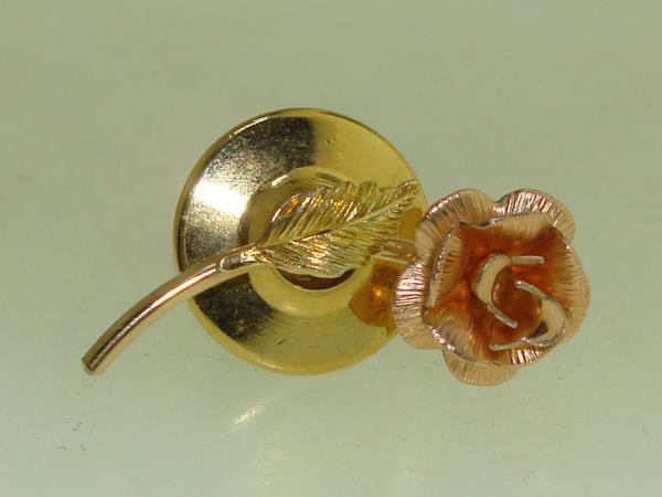 Vintage Krementz Tri-Color Gold Filled Rose Stick Pin - 3/4