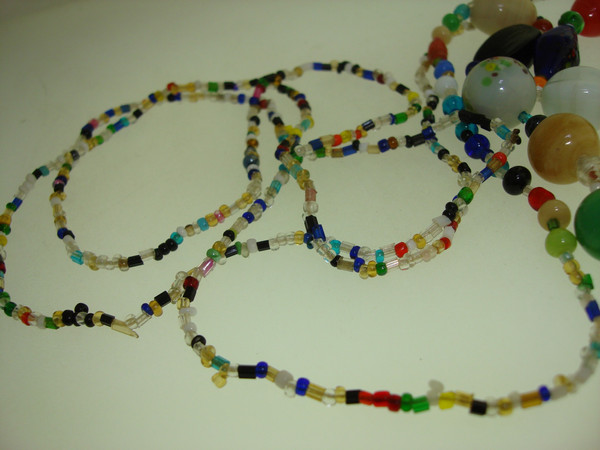Vintage 1930s Czech Glass Bead Sautéir Necklace - Colorful Seed Beads & Art Glass Design