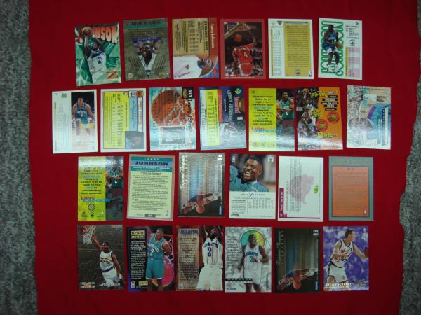 Larry Johnson Card Lot: 25 Hornets & Knicks Premium Inserts, Parallels (Excellent Condition)