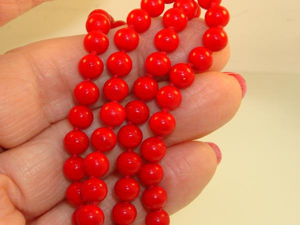 Vintage 1960s Monet Red Glass Bead Choker & Earrings Set - Excellent Condition