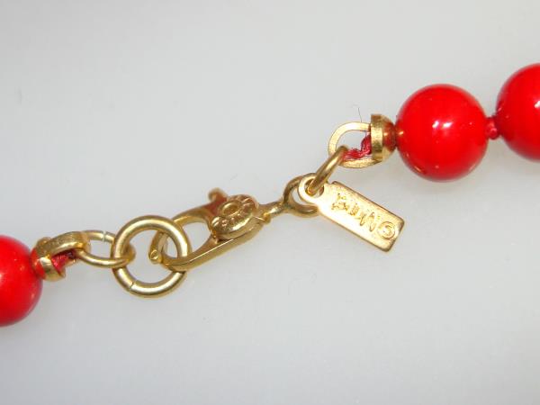 Vintage 1960s Monet Red Glass Bead Choker & Earrings Set - Excellent Condition
