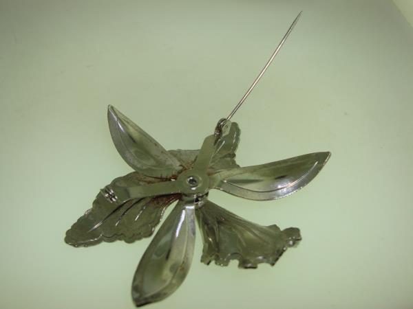 Vintage 1960s Silver Orchid Pin & Screw Back Earrings Set - Lovely Floral Jewelry