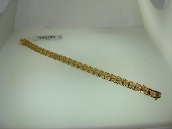 Elegant 18KT Gold Over Sterling Silver Faux Pearl & CZ Bracelet (7 inch)