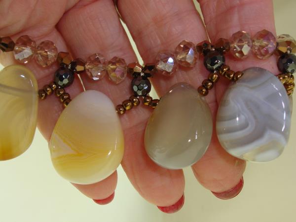 Sterling Silver Smoky Quartz & Agate Necklace & Earrings Set - 925