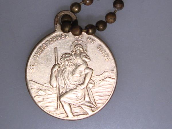 Vintage Mid-Century St. Christopher Medal - Be My Guide, Gold Tone - Estate Find