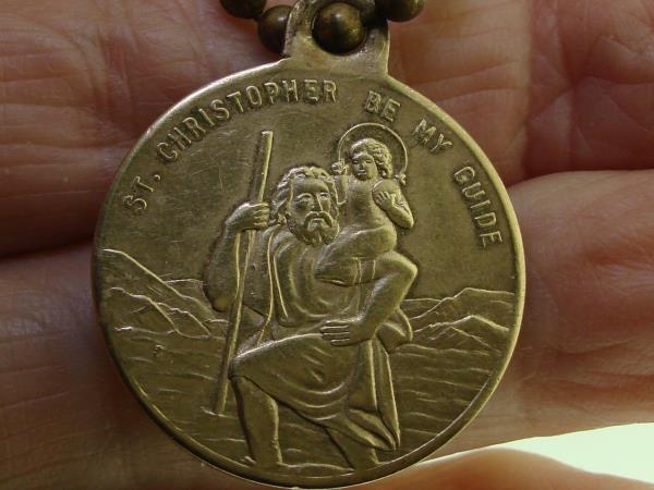 Vintage Mid-Century St. Christopher Medal - Be My Guide, Gold Tone - Estate Find