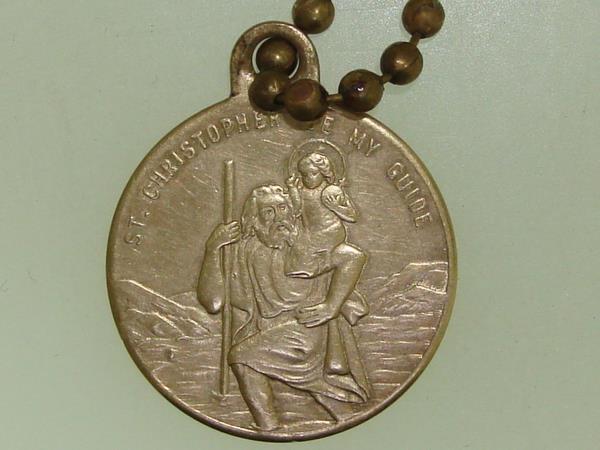 Vintage Mid-Century St. Christopher Medal - Be My Guide, Gold Tone - Estate Find