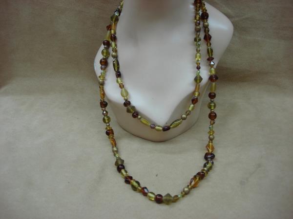 Vintage 80s Two-Strand Amber & Yellow Glass Bead Necklace - Statement Fall Jewelry
