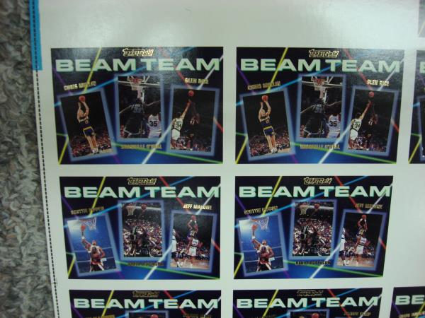 1992-93 Topps Gold Beam Team Basketball Uncut Sheet - 12 Complete Sets (Jordan, Shaq, Pippen) RARE