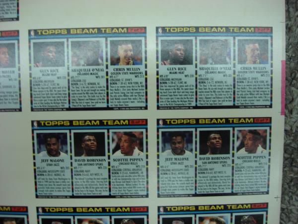 1992-93 Topps Gold Beam Team Basketball Uncut Sheet - 12 Complete Sets (Jordan, Shaq, Pippen) RARE