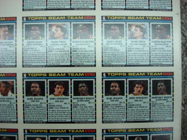 1992-93 Topps Gold Beam Team Basketball Uncut Sheet - 12 Complete Sets (Jordan, Shaq, Pippen) RARE