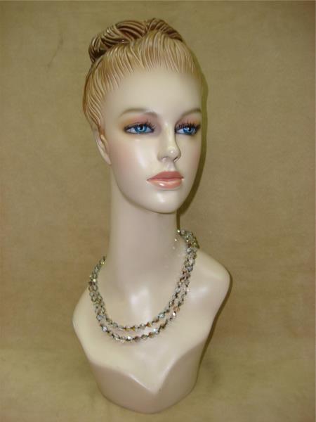 Vintage 1980s Aurora Borealis Crystal Necklaces Set (2) - AB Facets, Clear/Gray & Gold Hues