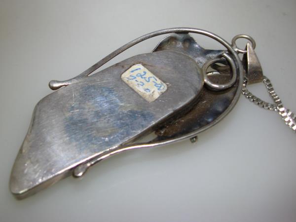 Vintage Native American Sterling Silver Turquoise Pendant - Statement Jewelry