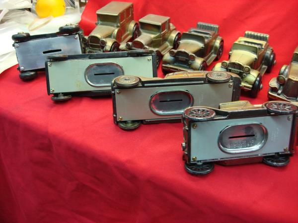 Vintage 1974 Cast Metal Coin Banks (Lot of 9) - American Bank & Trust Co., Citizens National Bank, & More