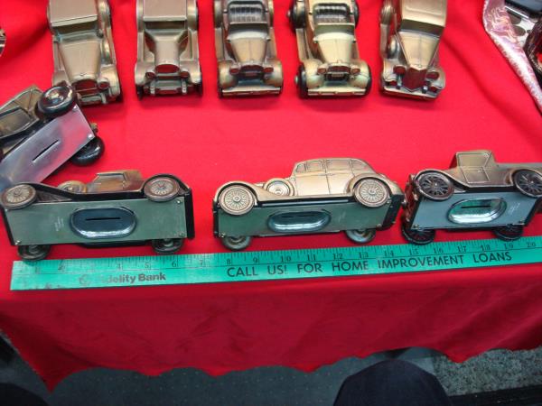 Vintage 1974 Cast Metal Coin Banks (Lot of 9) - American Bank & Trust Co., Citizens National Bank, & More