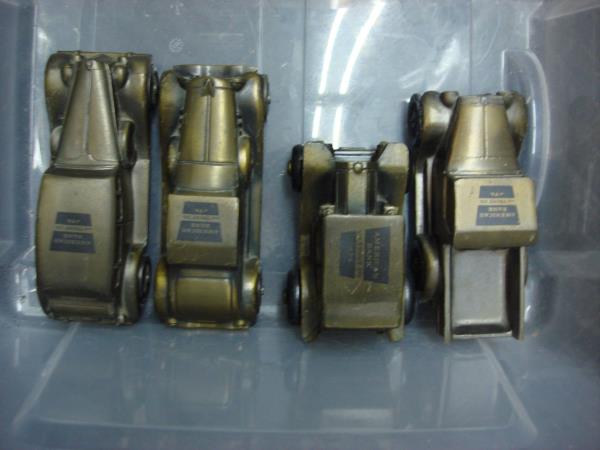 Vintage 1974 Cast Metal Coin Banks (Lot of 9) - American Bank & Trust Co., Citizens National Bank, & More