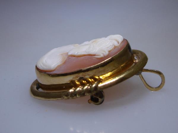 Vintage Signed Gold Filled Cameo Brooch & Earrings Set - Shell Carving, 12K GF