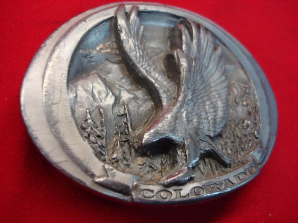 Vintage Colorado Western 3D Brass Belt Buckle - Estate Find