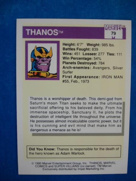 1990 Marvel Universe Impel Thanos #79 Comic Card - Ungraded Collectible