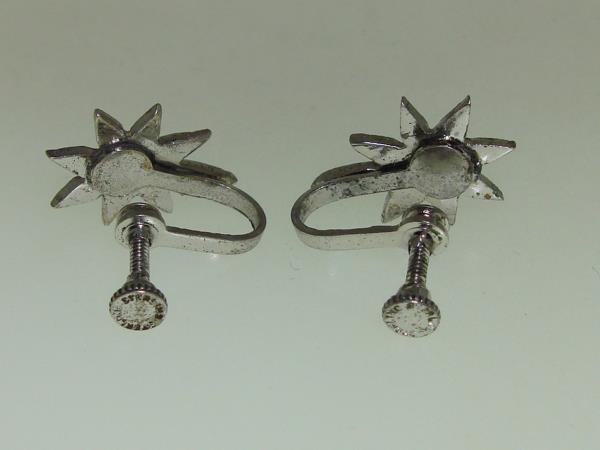Vintage Sterling Silver & Marcasite Screw Back Earrings - 1940s-60s Star Design