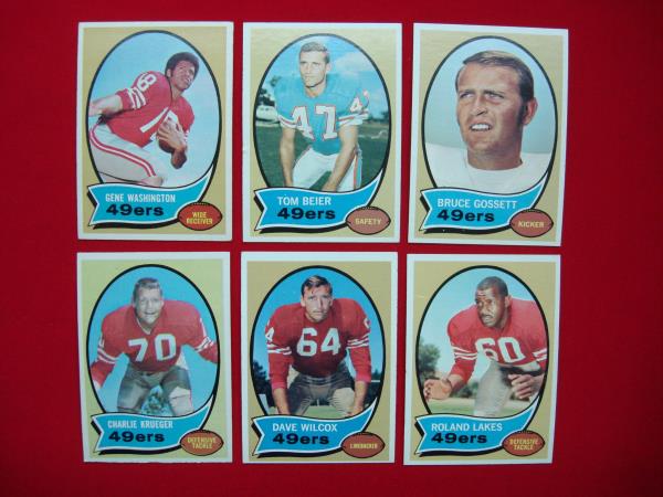 Vintage 1970 Topps San Francisco 49ers Football Card Lot (6 Cards) - Good Condition