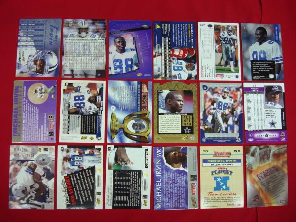 Michael Irvin Dallas Cowboys Football Card Lot #5 (18 Different Cards)