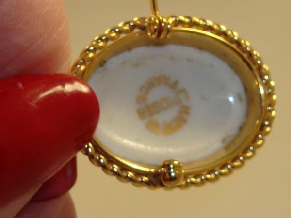 Vintage Van Dell Gold Filled Limoges Porcelain Pin/Pendant - Handpainted French Design